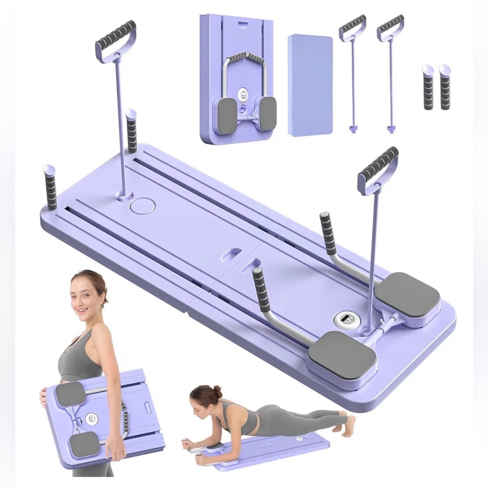 Lavender Pilates Fitness Board with Resistance Bands